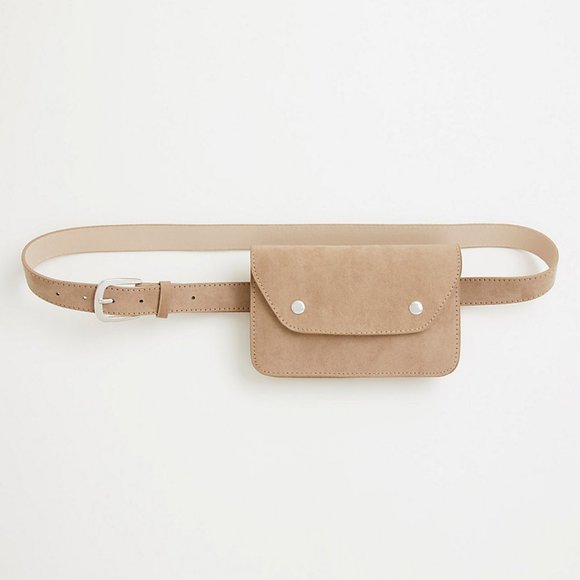 TORRID TAUPE FAUX SUEDE BUTTON BELT BAG Sz 2x